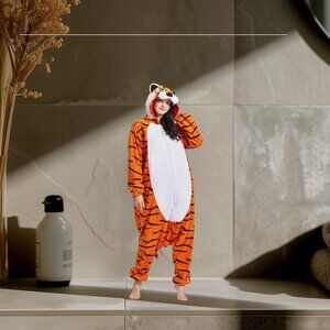 Tiger Plush Halloween Costume One Piece Pajamas, Sleep Ware Size M